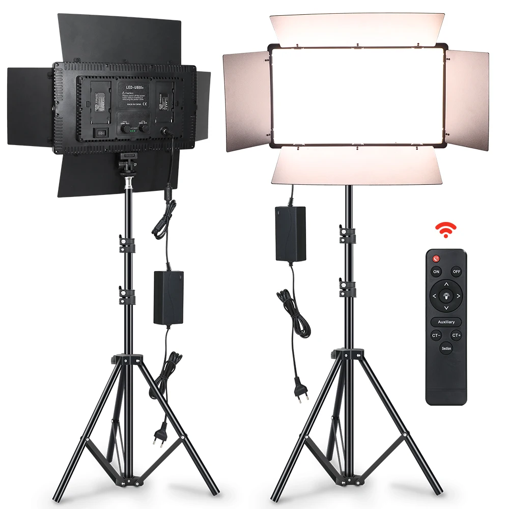 U800+ U600+ LED Video Light Panel With  Control Stand Dimmable Photography Studio Lamp Taking Video Photo Filming Live Streaming