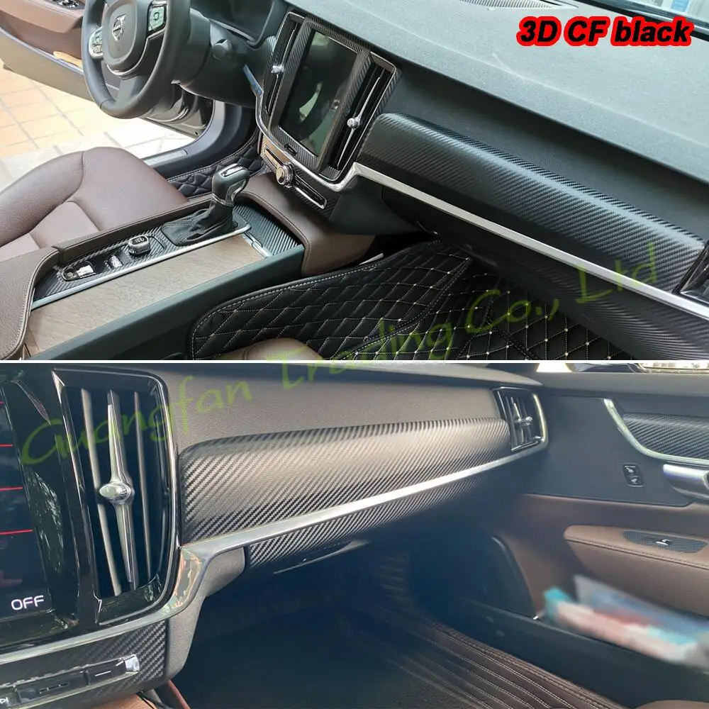 For Volvo S90 2017-2020 Car-Styling 3D/5D Carbon Fiber Car Interior Center Console Color Molding Sticker Parts Accessories