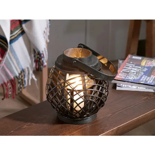 English Home Elegance Bamboo Lantern 19 X21CM Black