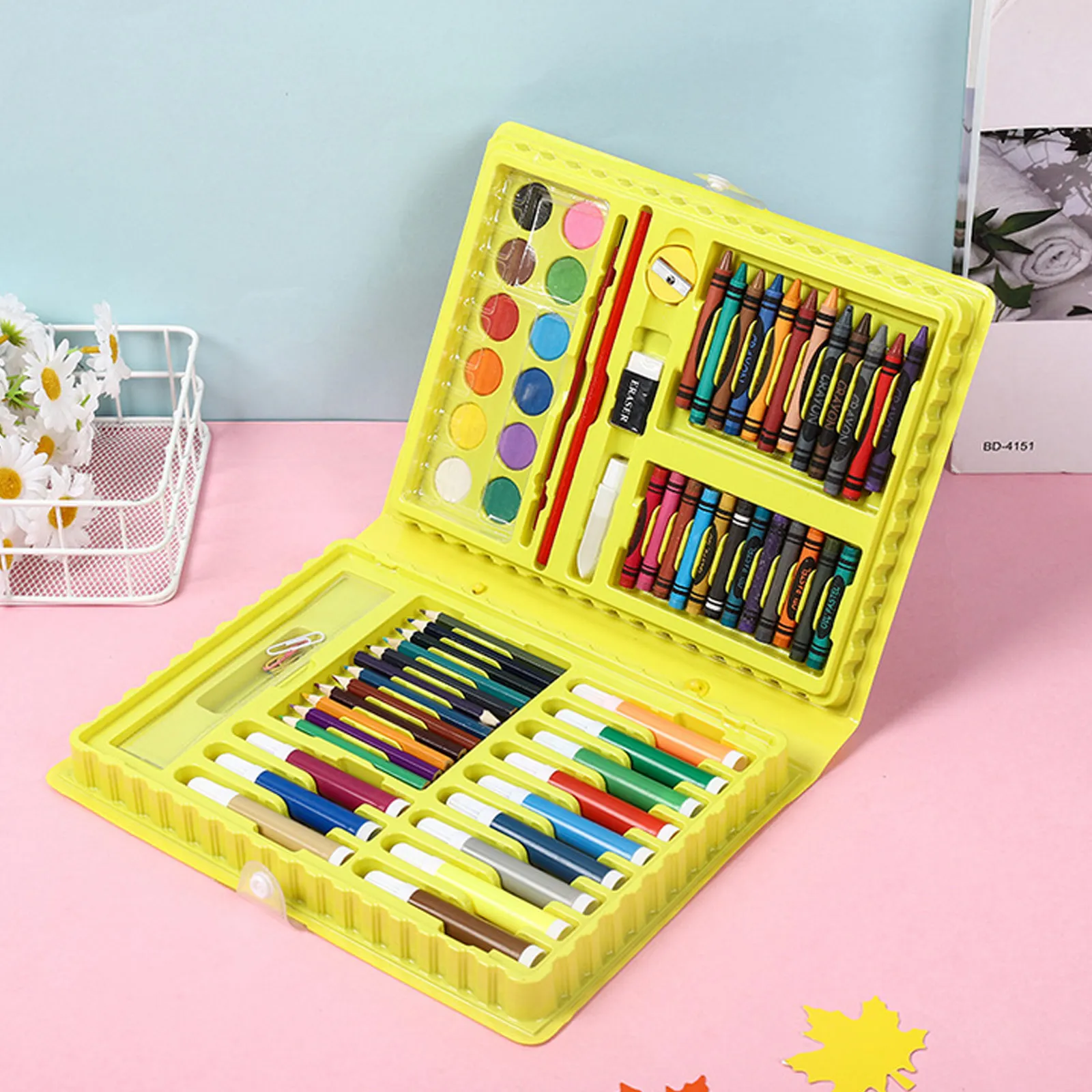 68PCS Kids Painting Drawing Art Set with Crayons Oil Pastels Watercolor Markers Colored Pencil Tools for Toddlers Gift