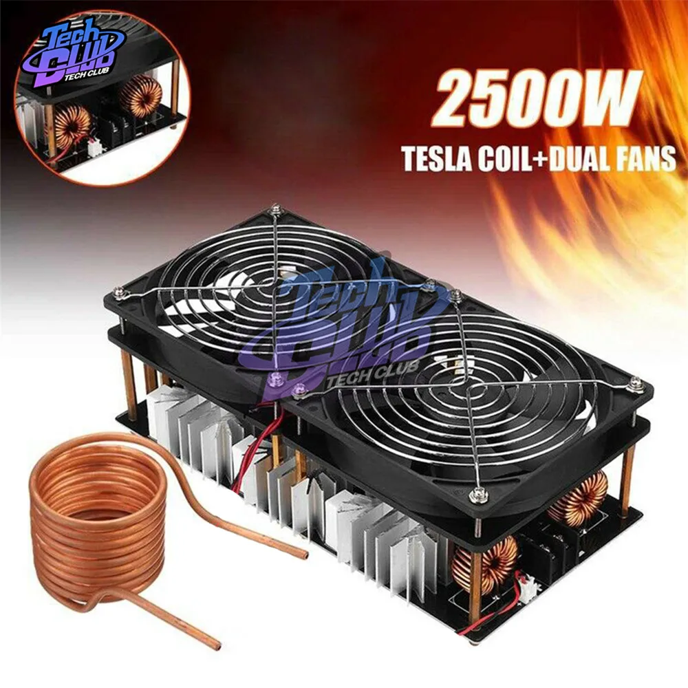 1800W 2500W ZVS Induction Heater Induction Heating Machine PCB Board Module Flyback Driver Heater Cooling Fan Interface+ Coil