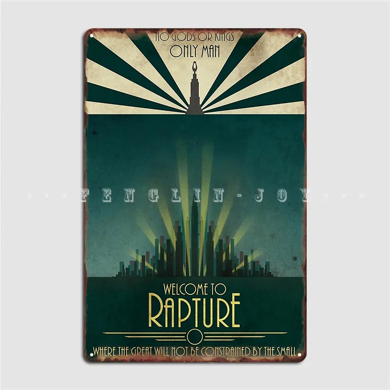 Bioshock Rapture Metal Sign Plates Vintage Club Mural Tin Sign Poster