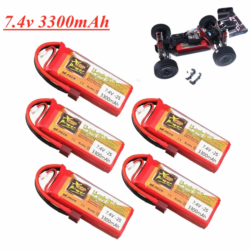 2s 7.4V 3300mAh Lipo battery for Wltoys 1/14 144001 Car 2S 7.4V Rechargeable Battery For 124018 124019 12428 RC Car Drone Parts