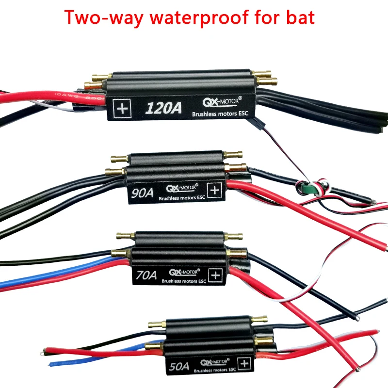 50A 120A QX-motor Waterproof Brushless ESC 2-6S Speed Controller for RC Boat Ship with BEC 5.5V/5A Water Cooling Syste