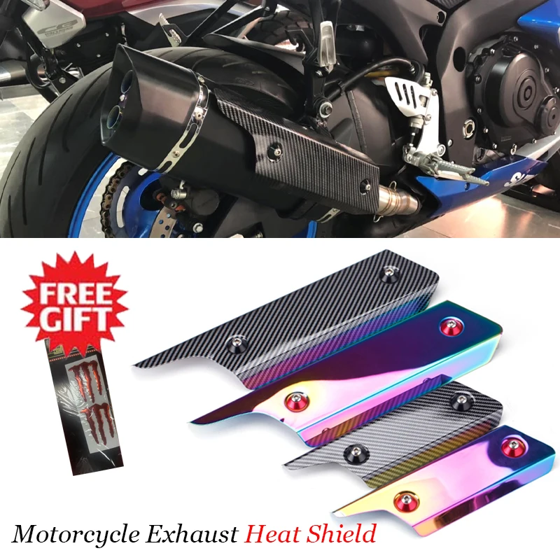 330mm-220mm Motorcycles Exhaust Pipe Anti-Hot Wrap Heat Shield Copy Carbon Cover Cap Protector Escape Moto with Sticker