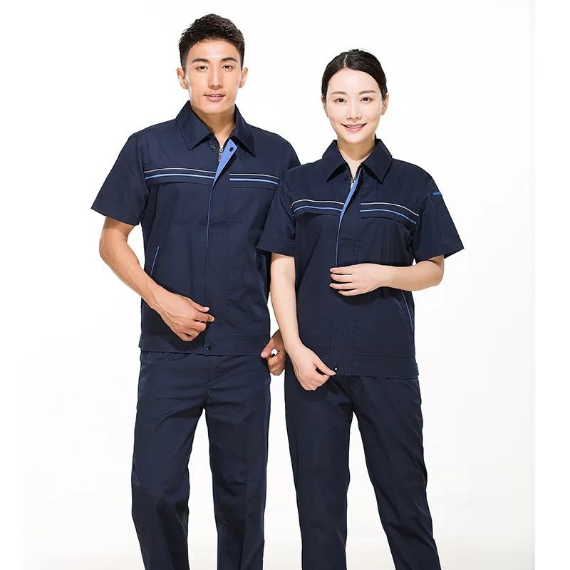 Summer Reflective Work Clothing Men Women Jacket Pants Auto Workshop Electricity Installation Mechanical Repair Durable Uniforms