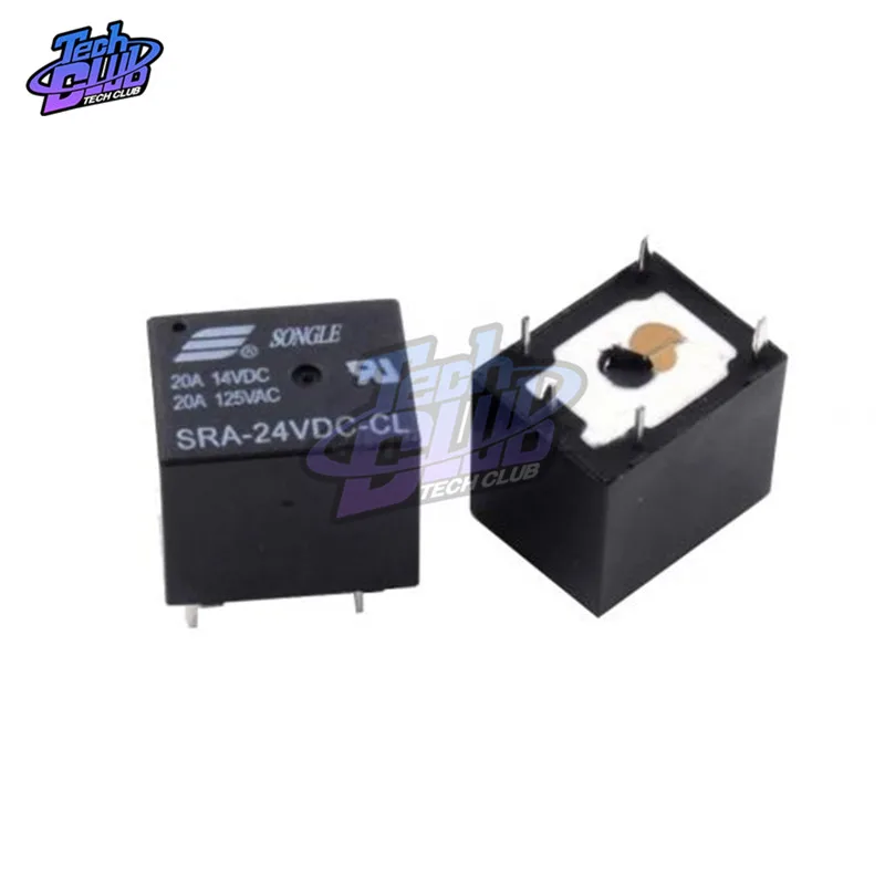 10PCS 5V 12V 24V 20A DC Power Relay SRA-05VDC-CL SRA-12VDC-CL SRA-24VDC-CL 5Pin PCB  Black Automobile relay