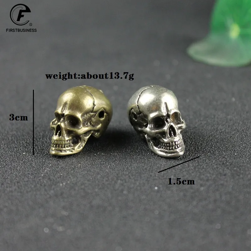 Punk Copper Skull Head Miniatures Figurines Desk Decorations Vintage Brass Home Decor Ornaments Crafts Handmade Antique Men Gift