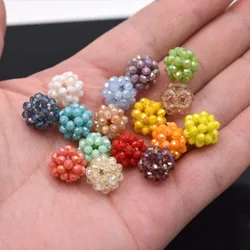 New 12mm 6pcs Hand Made Weave Ball Beads Crystal Glass Beads For Jewelry Making DIY Earrings Hairpin Accessories