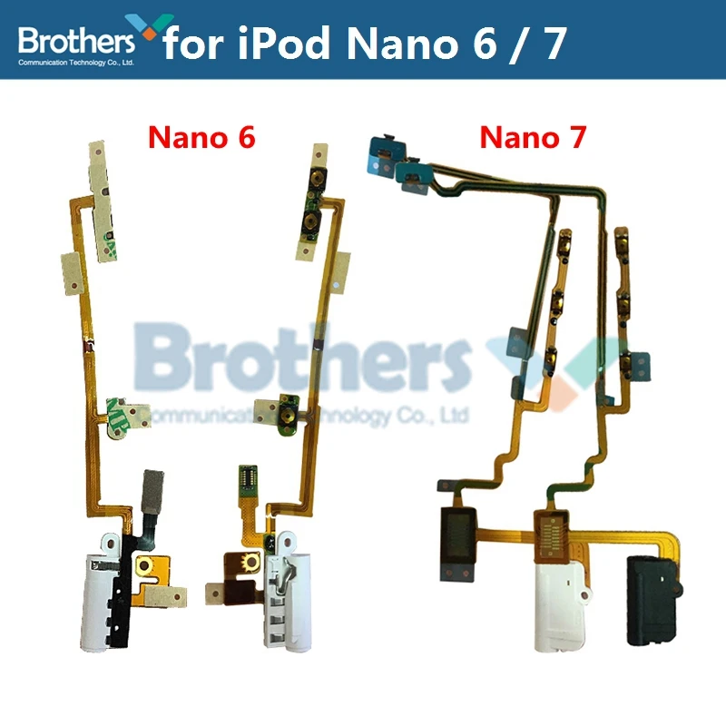 for iPod Nano 6 7 6th 7th Power Volume Audio Jack Flex Cable For iPod Nano6 Nano7 Switch On Off Button Flex Cable Repair Parts