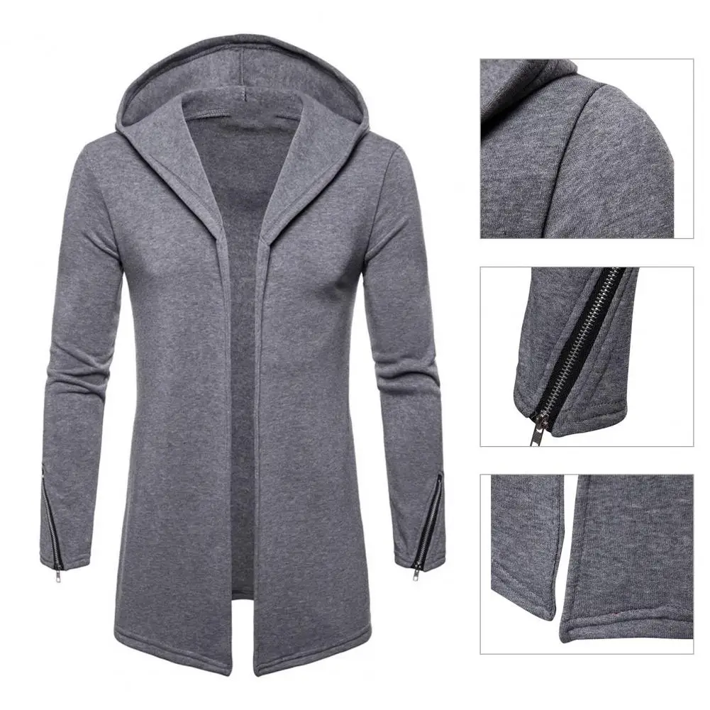 Giacca da uomo con cerniera polsino resistente al freddo giacca da uomo antivento con cappuccio di media lunghezza cappotto da uomo per l\'uso
