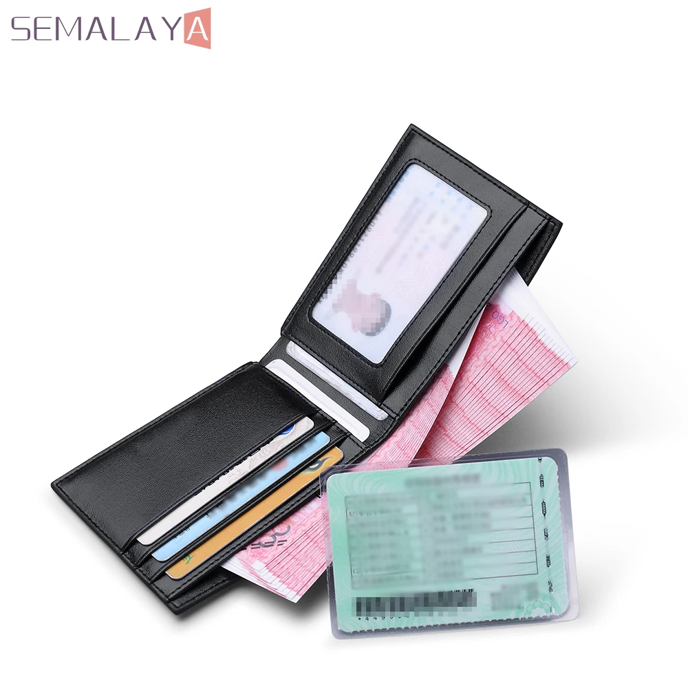 SEMALAYA luxury Brand Wallets Men 100% Cowhide Short Bifold Mini Genuine Leather Purse Cards Holders Slots Potable small