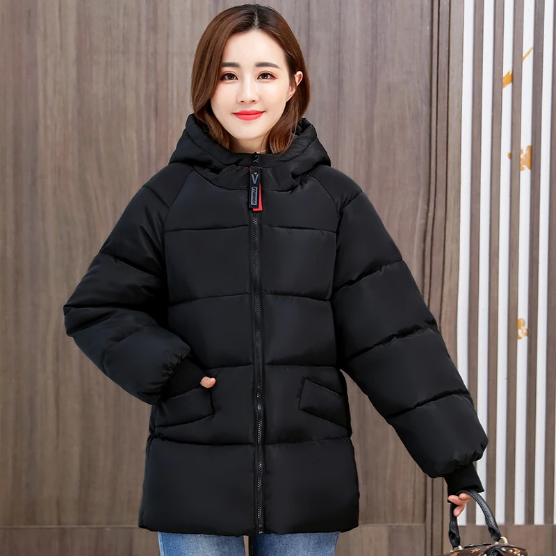 Extra-Large 8XL Parka Women Korean Mid-Length Loose Hooded Down Padded Jacket Lady Nnew Winter Warm Parka Jacket Female Outerwea