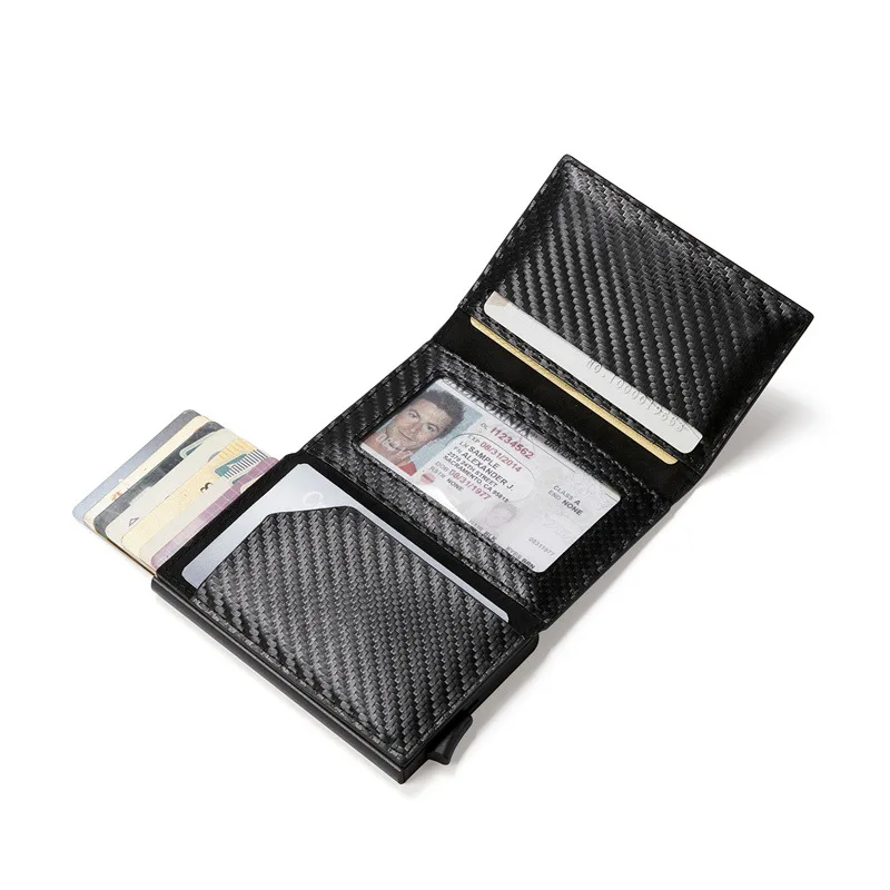 New Carbon Fiber Apple Airtag Wallet Luxury Leather RFID Slim Credit Card Holder Anti-lost Anti Scratch Protection Airtags Case