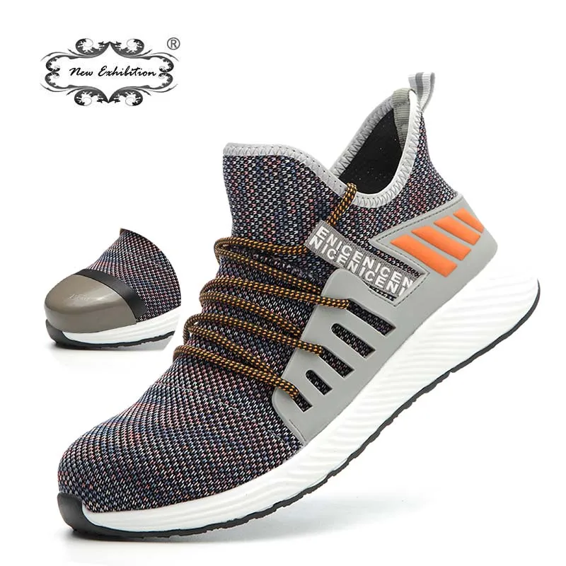 

New exhibition Sneakers Work Shoes 2021 Fashion Lightweight Breathable Men Steel Toe Industrial & Construction Work Safety Boots