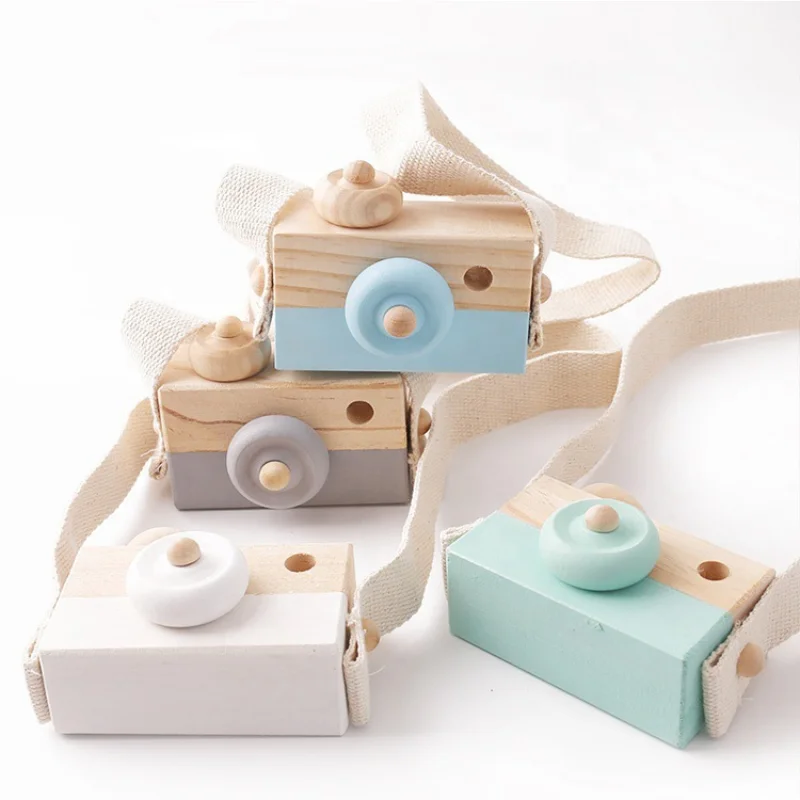 Let's make 1pc Wooden Baby Toys Fashion Camera Pendant Montessori Toys For Children Wooden DIY Presents Nursing Gift Baby Block