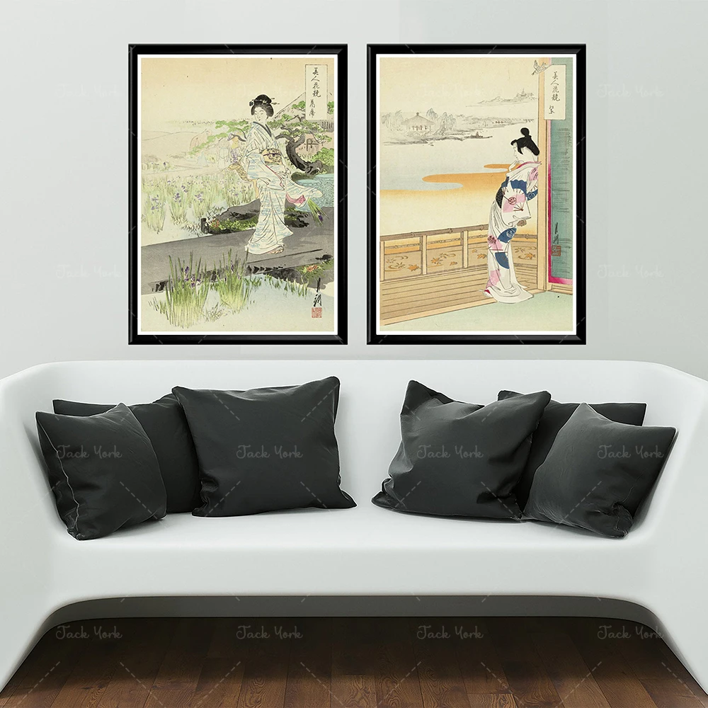 Japanese Art Vintage Japanese Beauties Posters   Japanese Women Ukiyo-e Prints Antique Japanese Women Painting