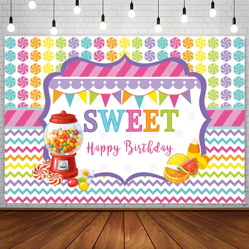 Sweet Candyland-fondo fotográfico para estudio fotográfico, telón de fondo con diseño de pastel de cumpleaños, fiesta de cumpleaños, helado, Baby, decoración