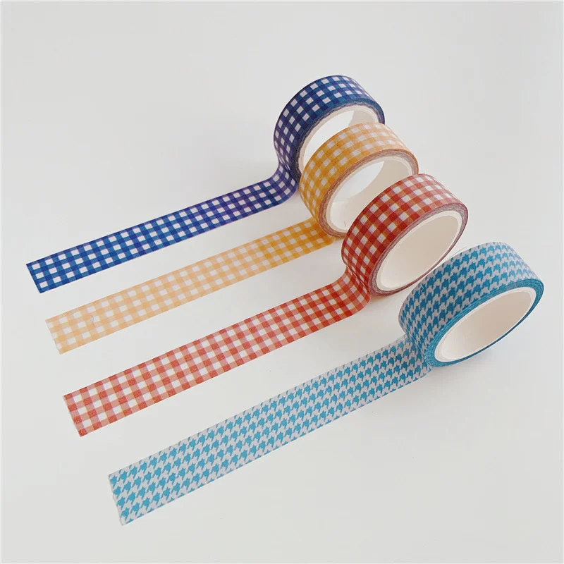 Ins Color Vintage Grid Houndstooth Washi Tape Envelope Card Sealing Stickers Hand Account Stationery Masking Decorative Tape 5m