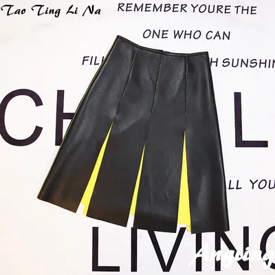 

Top brand Women Spring 2020 Genuine Real Sheep Leather Skirt E62 high quality