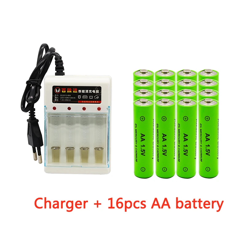AA battery 3000mAh 1.5V alkaline AA rechargeable battery for remote control toy light battery EU plug1.2V 1.5V AA AAA charger
