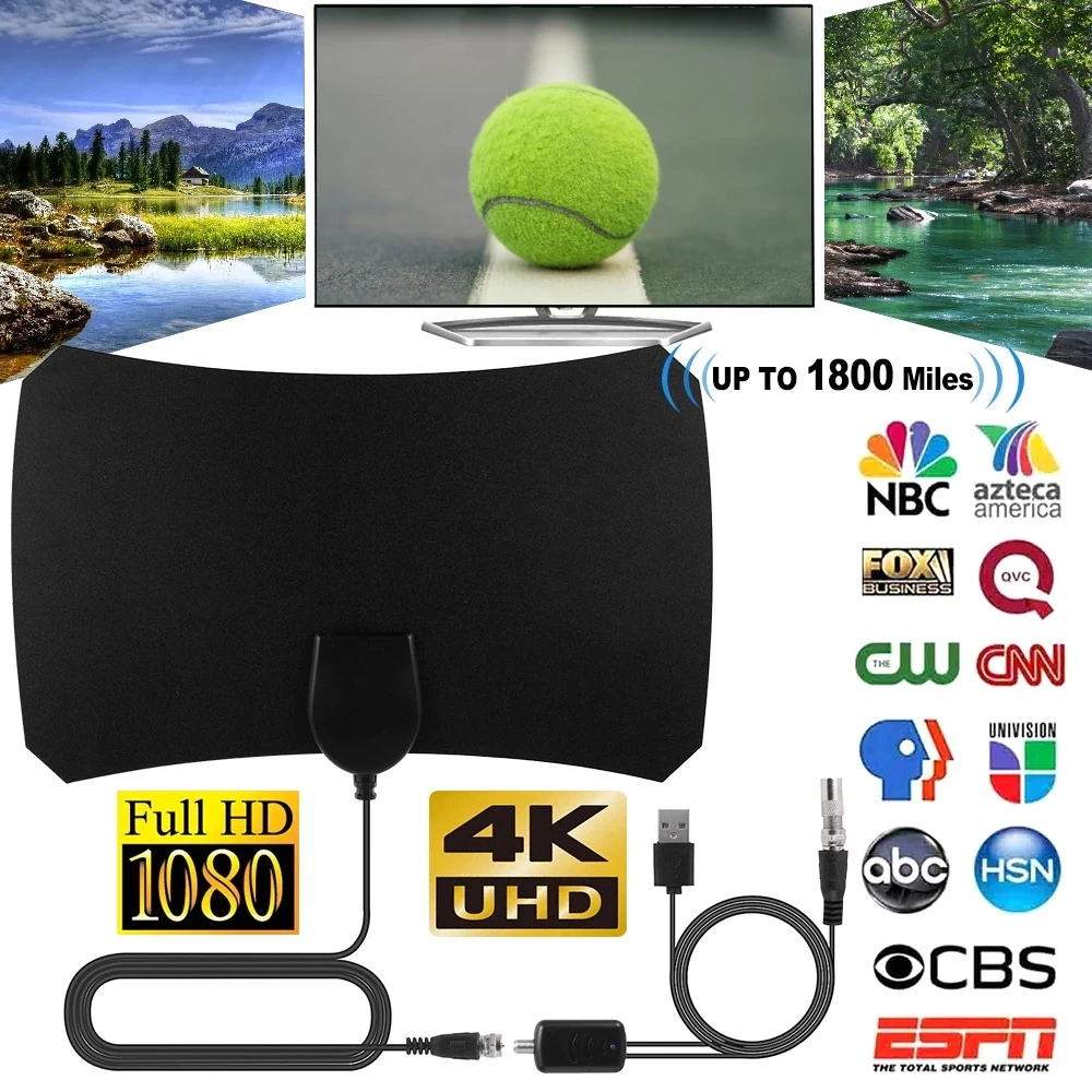 

Indoor 1800 Miles Hd Tv Antenna Digital Antennas Amplification 4k Dvb-t2 Freeview Isdb-tb Local Channel Broadcasting