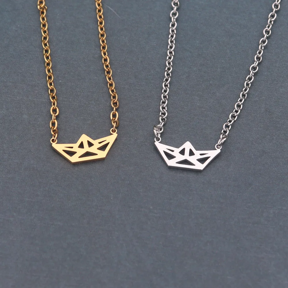 10 PCS Fashion Origami Nautical Theme Jewelry Necklace Fashion Geometric Boat Necklace Sea Lovers Wholesale