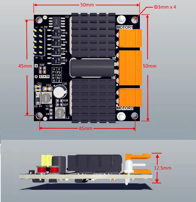 Placa de controlador de Motor Dual 24V DC 12v 12A 7-24V CC Motor cepillado módulo de accionamiento de alta potencia puente H mejor que L298n BTS7960 10A