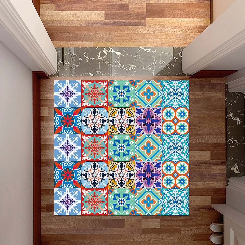 10/15/20cm Mandala Style Matte Surface Tile Sticker Peel & Stick Decoration Film For Tiles /Ground in Kitchen Wardrobe Wallpaper