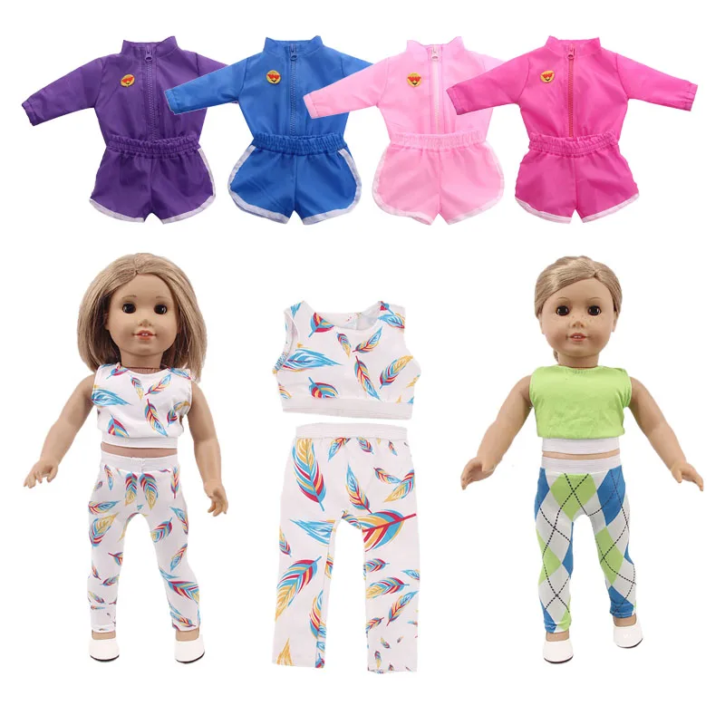 Doll Color Sports 2Pcs/Set Unicorn Pajamas Fit 18 Inch American Doll&43Cm Born Baby, Our Generation, Birthday Girl's Toy Gift