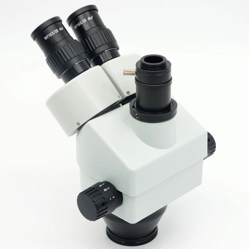 Cabeça de Microscópio Trinocular Simul-focal 7x45x Zoom Estéreo Microscópio 100 mm wd