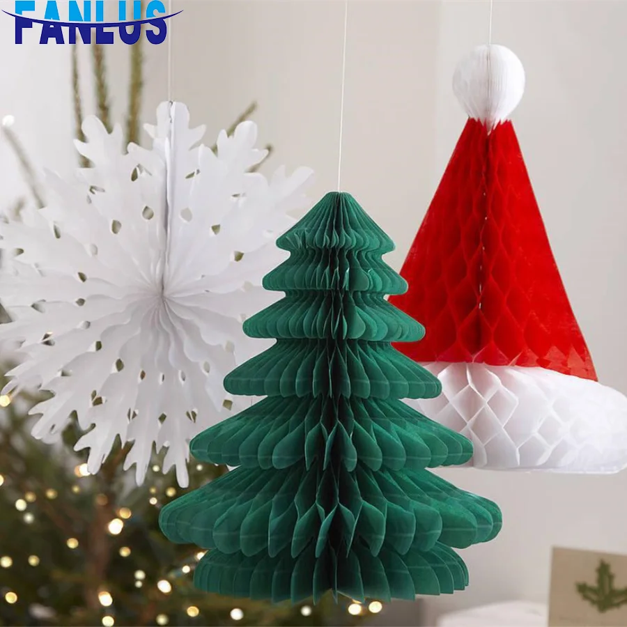 1pcs/lot 7.5cm/20cm Christmas Tree Honeycomb Party Decoration Christmas Decorations For Home Christmas Tree Decorations favors