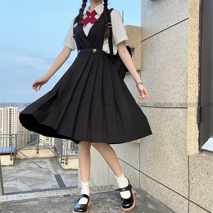 Vestido largo plisado para niña japonesa, ropa sin mangas para mujer, uniforme de escuela secundaria JK, uniforme de clase, estudiantes de verano