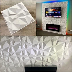 30x30cm Decorative 3D Wall Panels in Diamond Design Matt White Wallpaper Mural Tile-Panel-Mold 90s aesthetic room bathroom