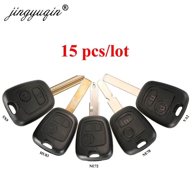 15pcs 2 Button Remote Car Key Fob Case Shell For Citroen C1 C2 C3 C4 XSARA Picasso Peugeot 307 107 207 407 206 406 306 No Logo