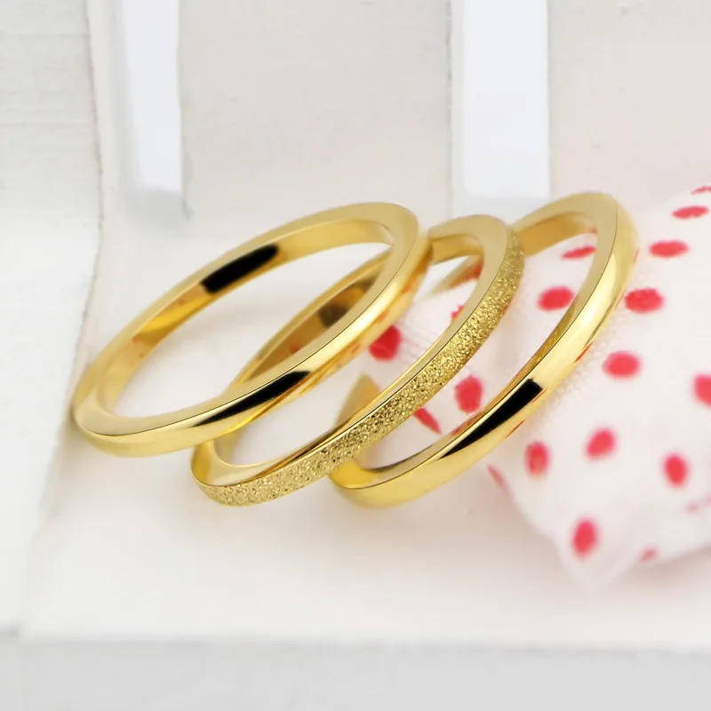 New Three Separate Ring Middle Frosted Or 20 Small Zircon Woman Ring Stainless Steel Gold Color Ring Hot Sale Jewelry wholesale