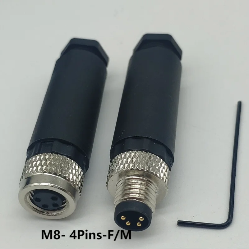 M8 Sensor Connector Screw Threaded Plug Coupling Male Female Straight Angle 3 4 Pin Aviation Industry Machines Eletrical Adapter