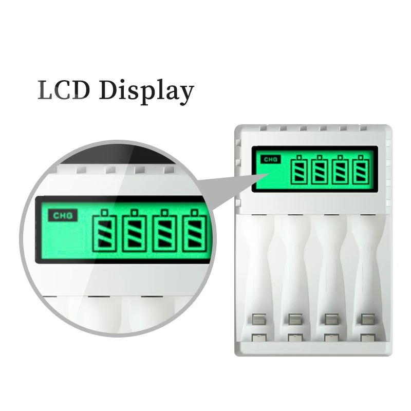 PUJIMAX LCD Display Smart Intelligent Battery Charger With 4 Slots  For AA/AAA NiCd NiMh Rechargeable Batteries aa aaa Charger