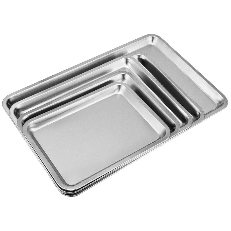 Stainless Steel Non-Stick Baking Loaf Pans Rectangle Fruit Food Storage Trays Plate Steamed Sausage Dishes Bakeware Kitchen Tool