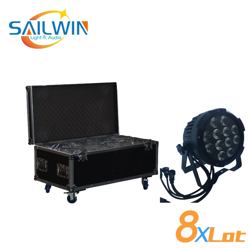 

8X LOT Sailwin Rodie 12X18W 6in1 RGBAW UV Aluminum IP65 Waterproof Outdoor LED Par Can With Powercon With 8in1 Flight Case