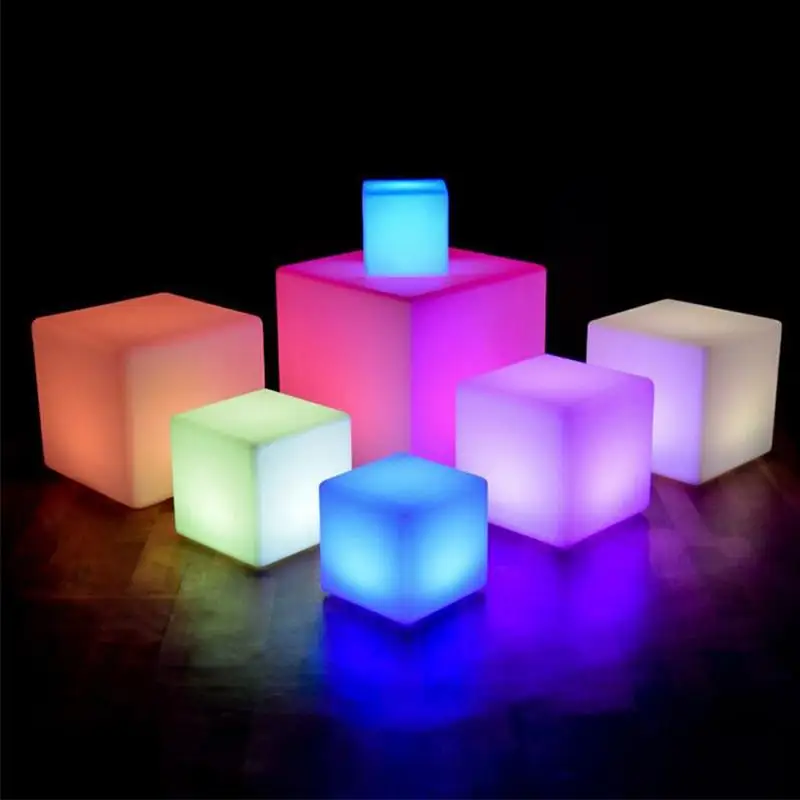 Waterproof LED Lawn Lamp Cube Chair Bar Light Outdoor Lighting Party Wedding Ktv Luminous Rechargeable Stool With Remote Control