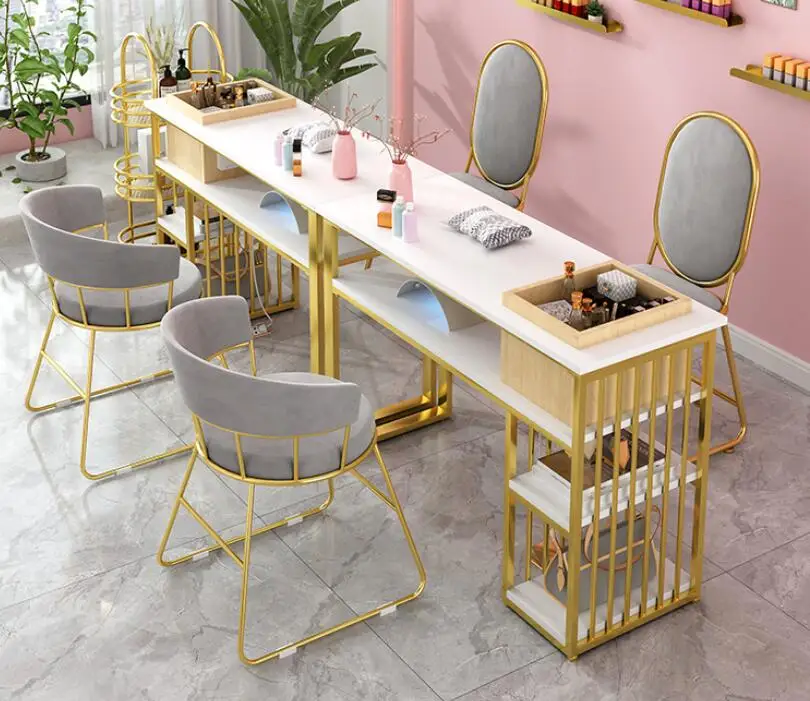 

Multi-functional manicure desk and chair set special price single double people net red table double beauty shop marble manicure