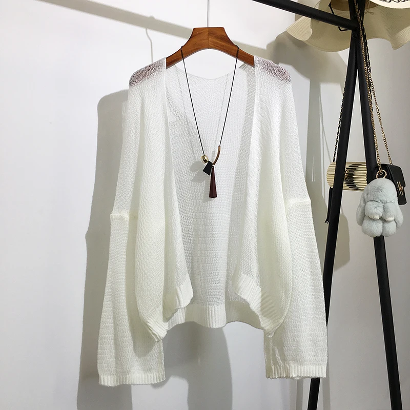 Women Knitted Summer Cardigan Casual Long Sleeve Open Stitch Female Thin Knitwear Ladies Loose Korea Plus Size Open Stitch Femme