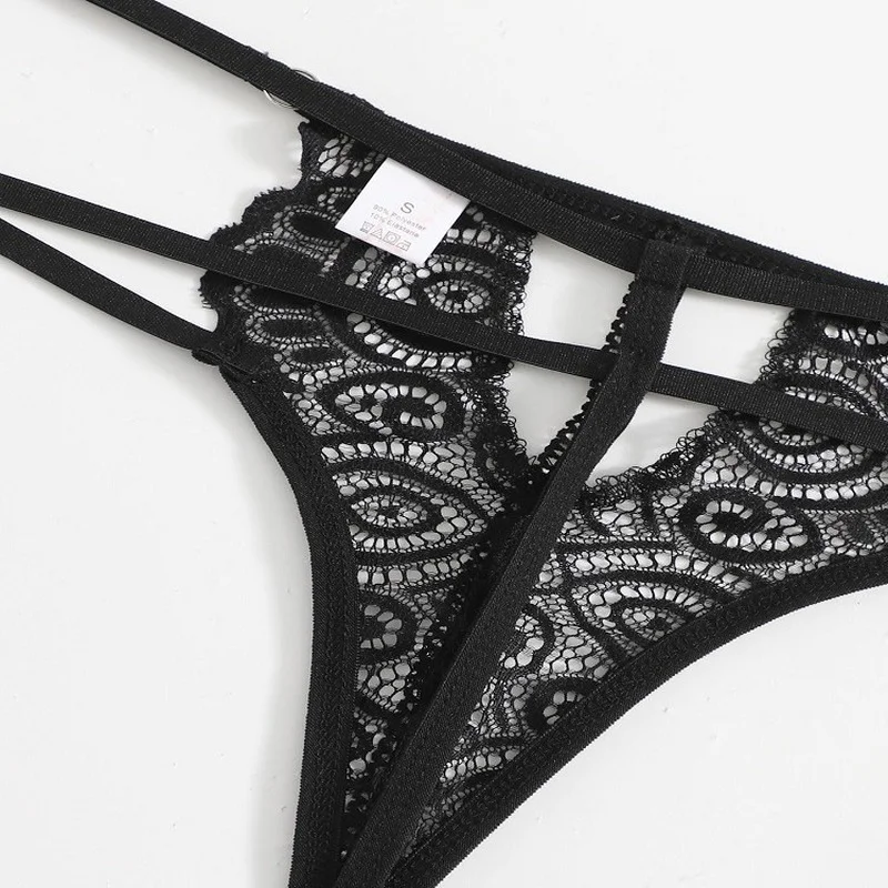 مثير الدانتيل مجموعة الملابس الداخلية ثلاث نقاط بيكيني البرازيلي دعوى معلقة الرقبة داخلية الجوف الإباحية ملابس خاصة غريبة انظر من خلال الجنس زي