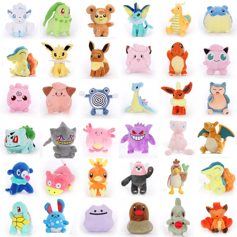 1pcs 15-25cm TAKARA TOMY Anime Pokemon Pikachu Plush Doll Lapras Eevee Raichu Soft Stuffed Peluche Plush Toy Gift for Children