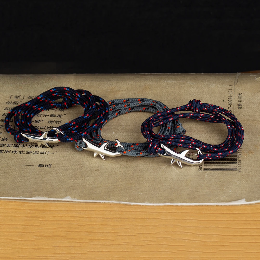 MKENDN Navy style Adjustable Multilayer Rope Shark Anchor Bracelet Men Women 550 Paracord Camping Jewelry Wrap Metal Hooks