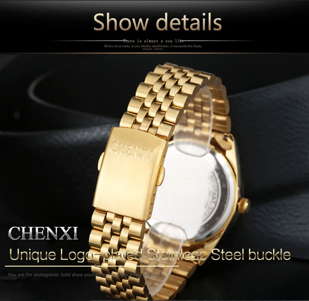 CHENXI-Reloj de pulsera de acero inoxidable para hombre, cronógrafo de lujo, estilo Retro, informal, color dorado y verde
