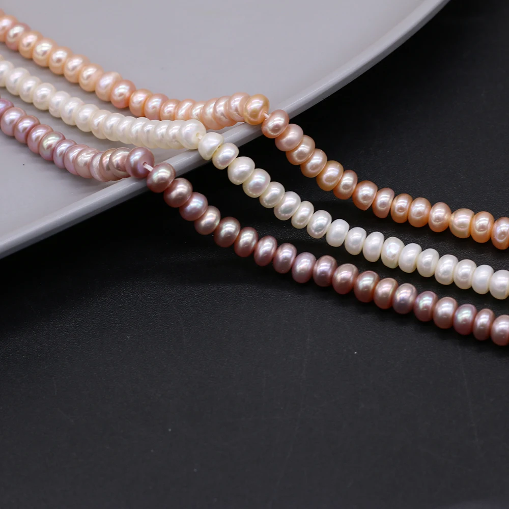 Natural Freshwater Pearl Purple White Orange All-sided Light Spacer Beads for Jewelry Making Bracelet Necklace Size 5-6mm