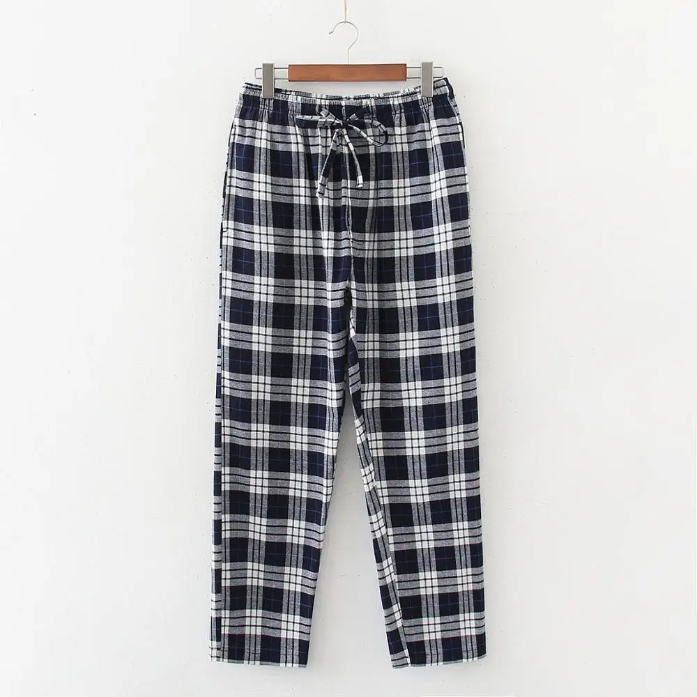 2024 Spring Autumn Men 100% Cotton Sleep Bottoms Male Plus Size Top Quality Night Trousers Men Casual Plaid Home Pants S-XXL