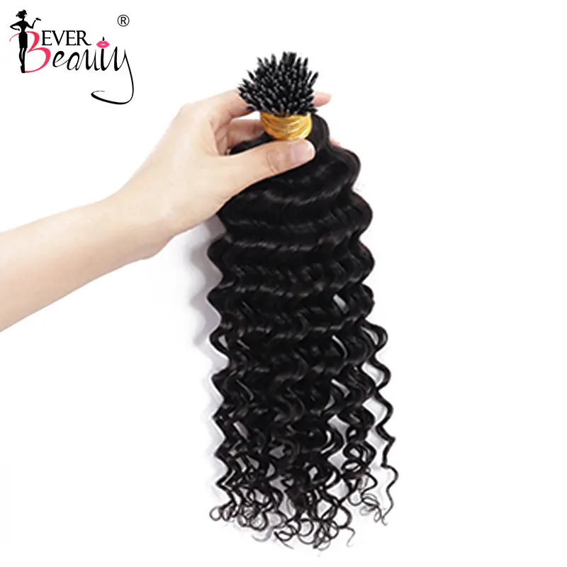 Deep Wave Nano แหวน Microlink ต่อผมสำหรับผู้หญิง100% มนุษย์ Virgin Hair สีดำธรรมชาติ Ever Beauty